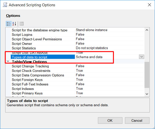 Script options. Параметры WMI. WMI provider host 3 штуки. Tasks - generate scripts MSSQL.